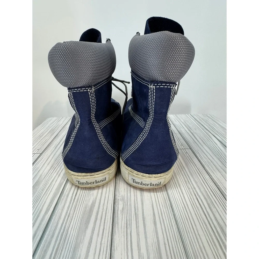 Mens Timberland Sneakers Leather Lace‎ Up Ankle High Top Blue Grey Shoes Sz 11.5